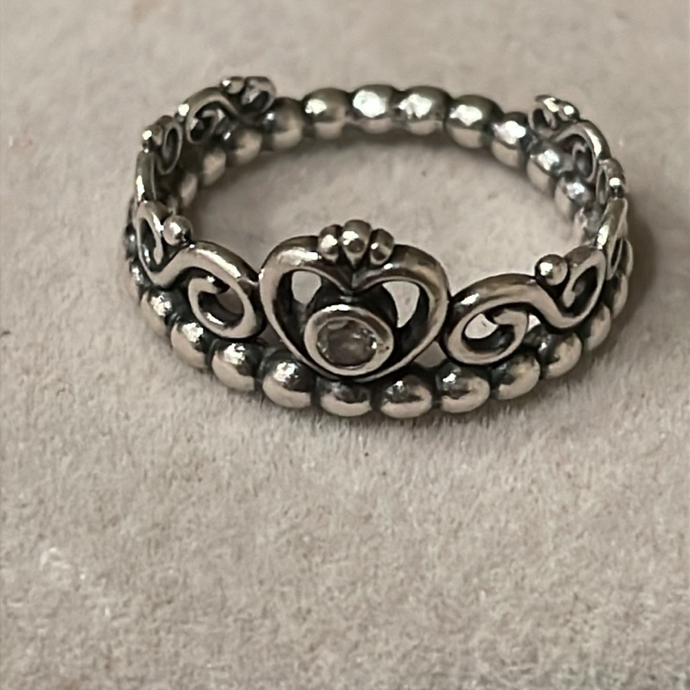 Pandora 925 Sterling Silver Princess Tiara Crown Ring 👑